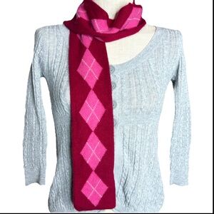 Vintage Y2K Express Red Argyle Cashmere Scarf
